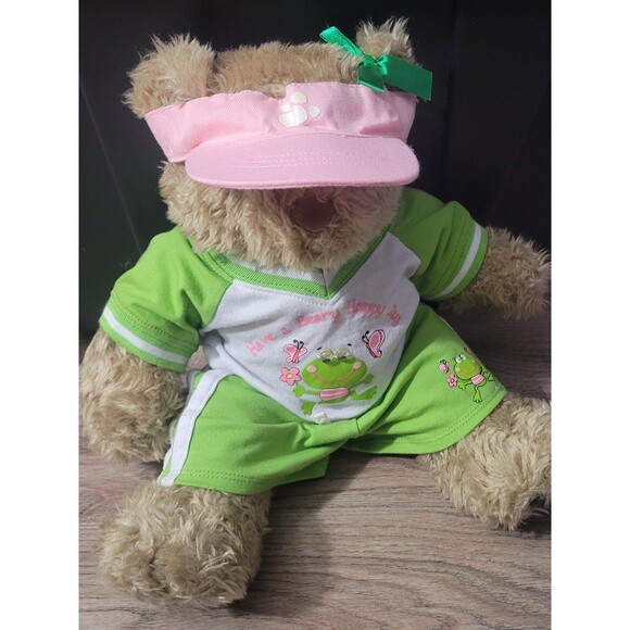 Build a bear Fuzzy Teddy Bear Plush with Green outfit - Picture 5 of 7
